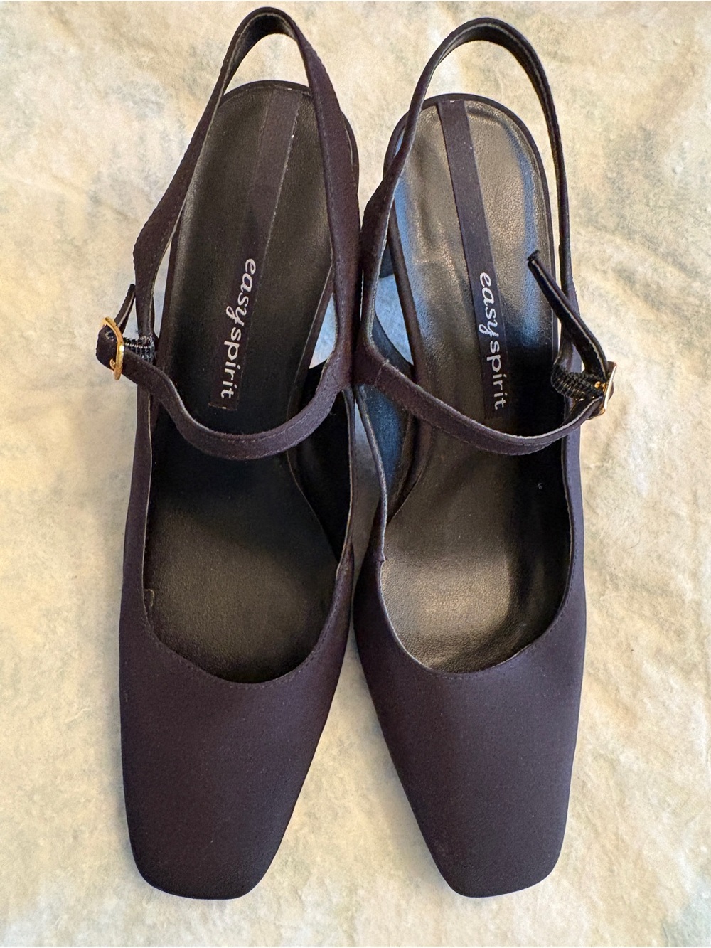 Easy Spirit Women’s Black Slingback Square-Toe Heels